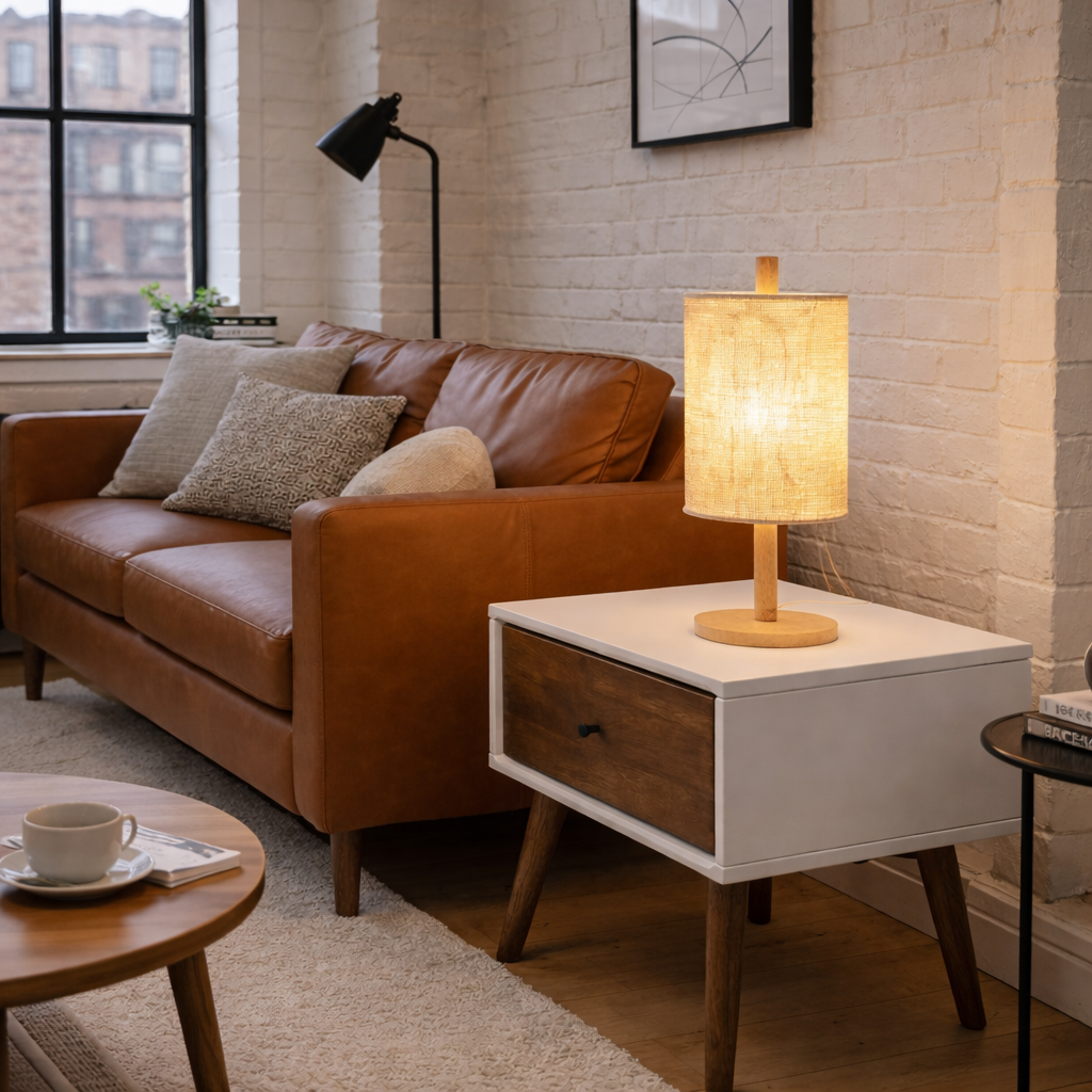 Arcana Table Lamp - Oak - Natural from Ashcroft Furniture - Luna Furniture