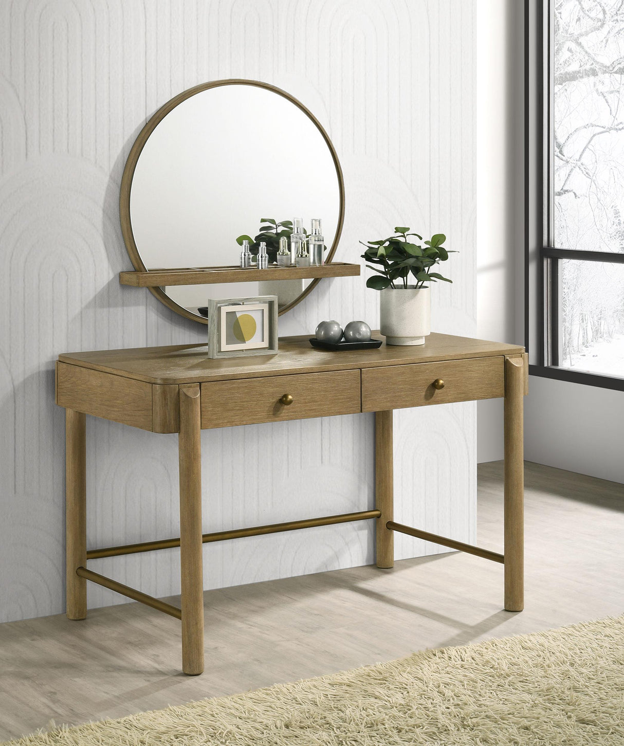 Arini Sand Wash 2-Piece Makeup Vanity Table and Mirror Set from Coaster - Luna Furniture