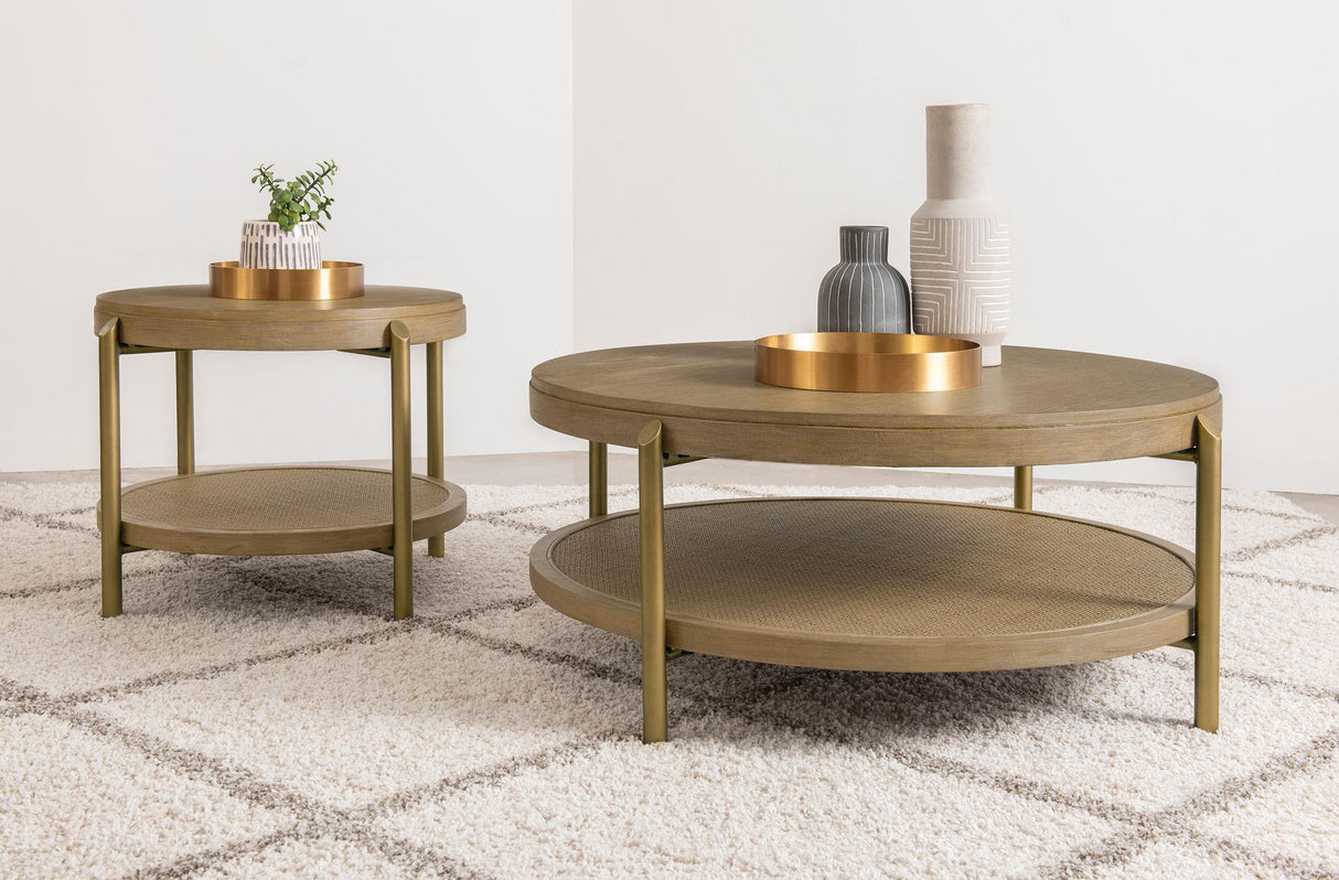 Arini Sand Wash 2-Piece Round Coffee and End Table Set from Coaster - Luna Furniture