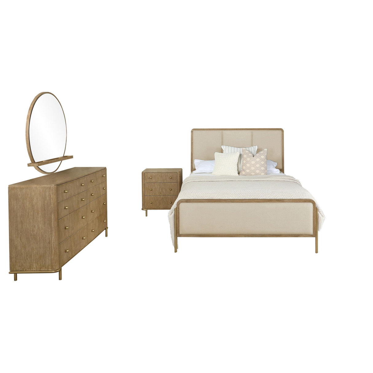 Arini 4-piece Eastern King Bedroom Set Cream and Sand Wash from Coaster - Luna Furniture