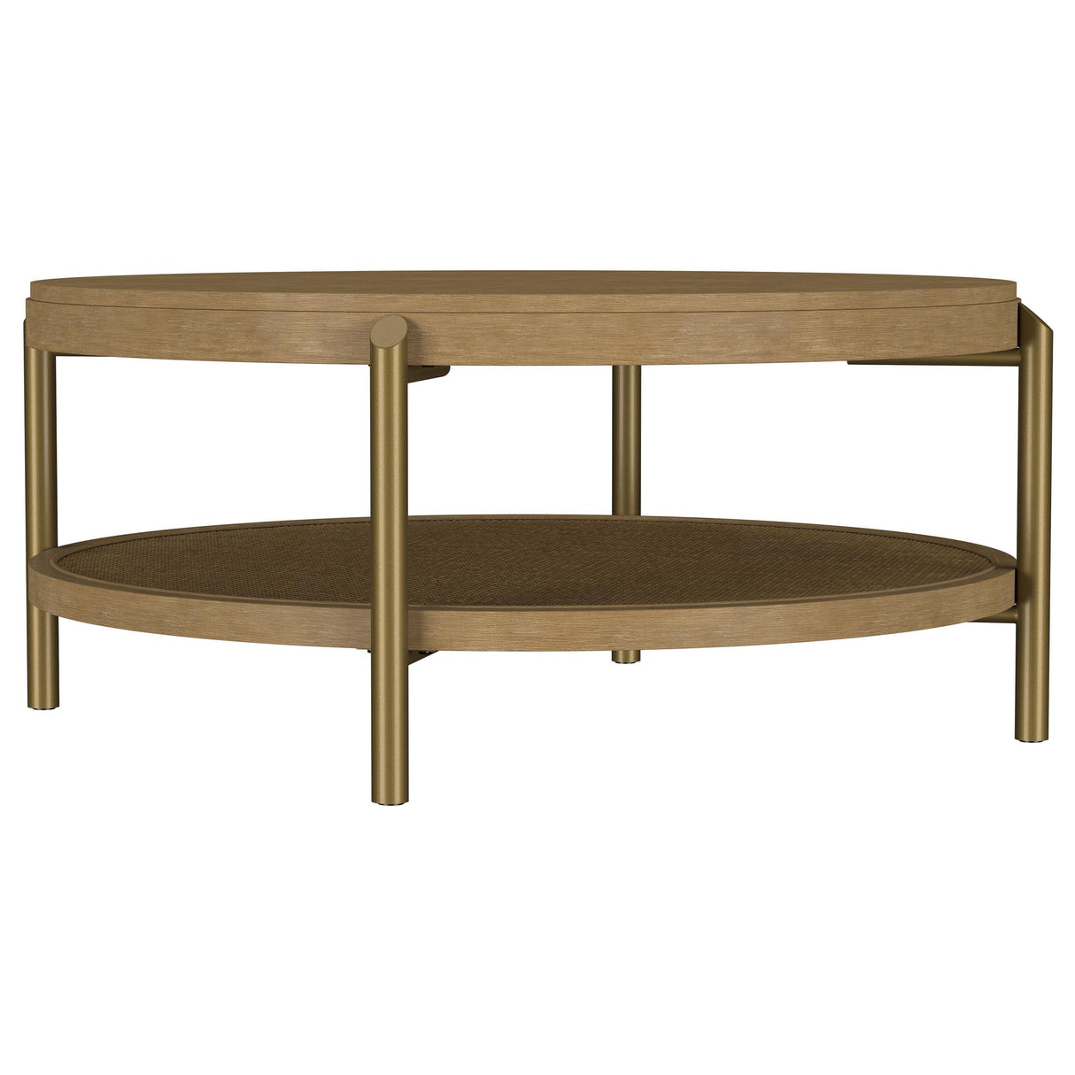 Arini Sand Wash Round Coffee Table With Storage Shelf from Coaster - Luna Furniture