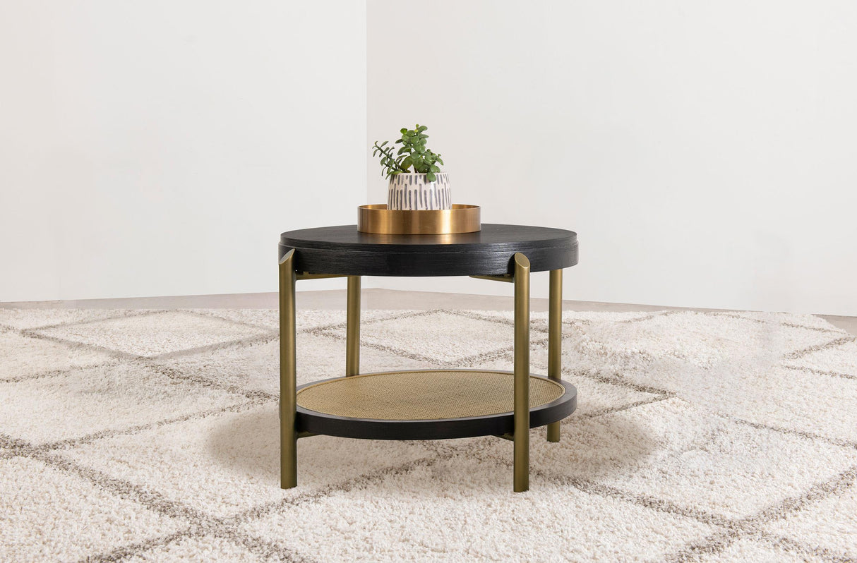 Arini Black Round End Side Table With Storage Shelf from Coaster - Luna Furniture