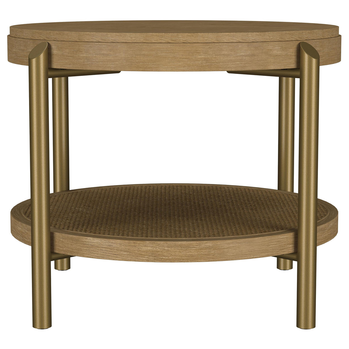 Arini Sand Wash Round End Side Table With Storage Shelf from Coaster - Luna Furniture