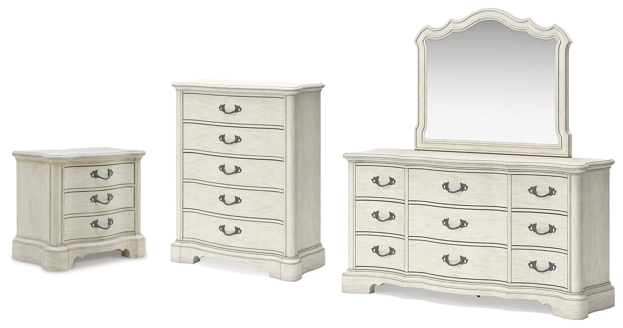 Arlendyne Antique White Dresser, Mirror, Chest and Nightstand from Ashley - Luna Furniture