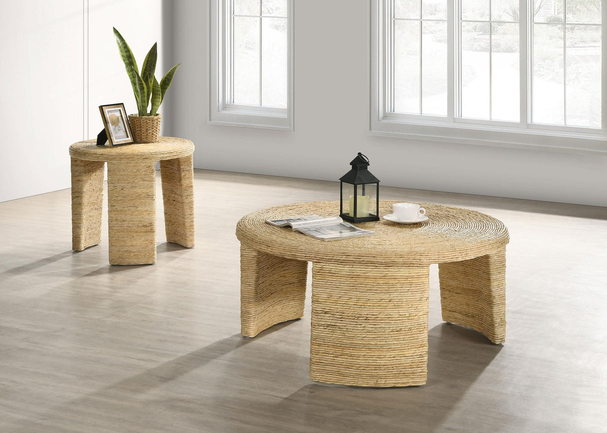 Artina Natural 2-Piece Rattan Coffee and End Table Set from Coaster - Luna Furniture