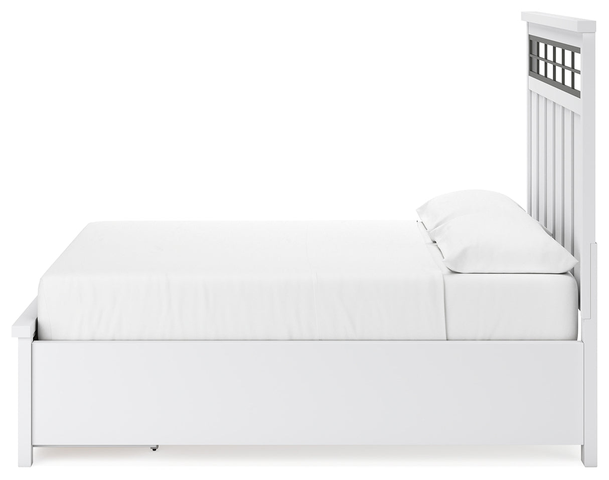 Ashbryn White/Natural California King Panel Storage Bed with Dresser and 2 Nightstands from Ashley - Luna Furniture