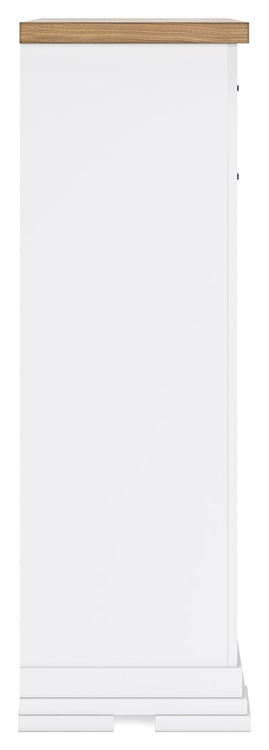 Ashbryn California King Panel Storage Bed with Mirrored Dresser and Chest in White/Natural from Ashley - Luna Furniture