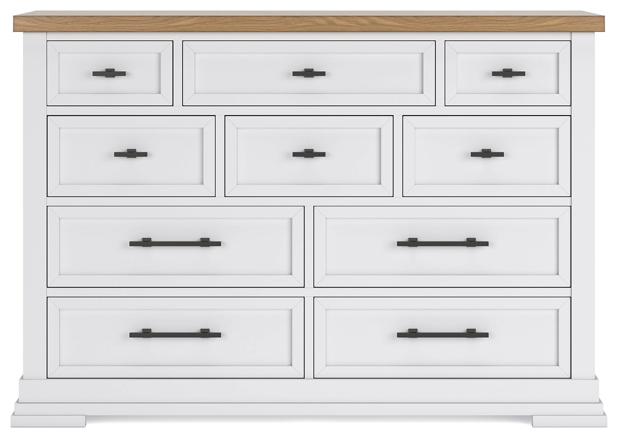 Ashbryn White/Natural Queen Panel Storage Bed with Dresser and 2 Nightstands from Ashley Furniture - Luna Furniture