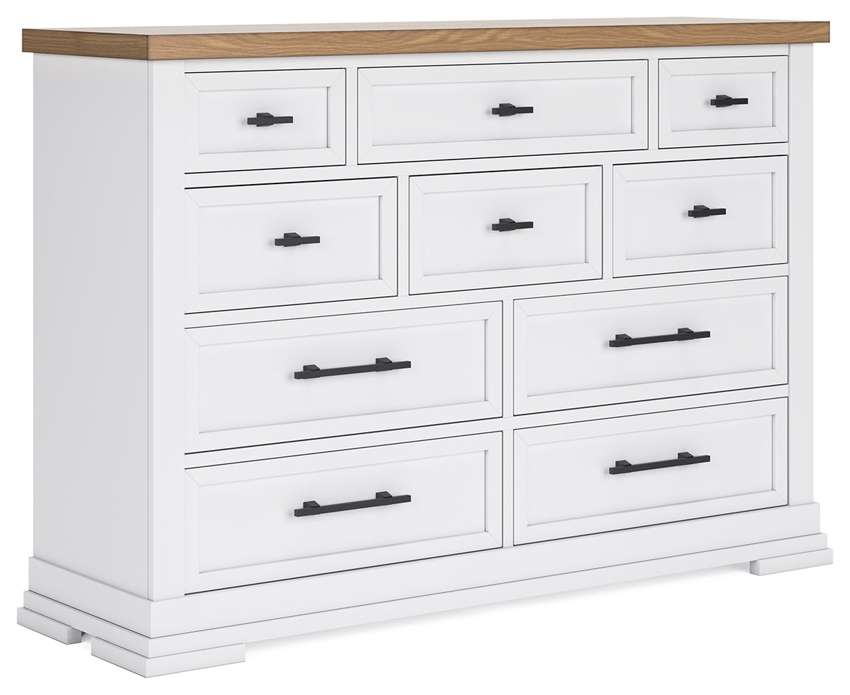 Ashbryn White/Natural Queen Panel Storage Bed with Dresser and 2 Nightstands from Ashley Furniture - Luna Furniture