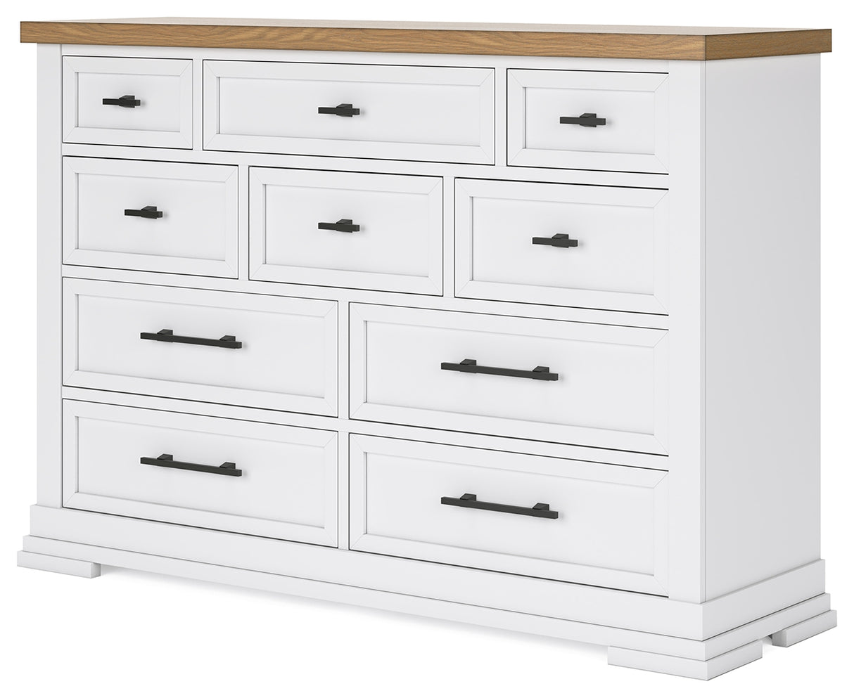 Ashbryn White/Natural Queen Panel Storage Bed with Dresser from Ashley Furniture - Luna Furniture