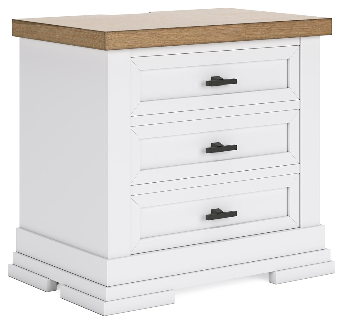 Ashbryn Queen Panel Storage Bed with Mirrored Dresser and 2 Nightstands in White/Natural from Ashley - Luna Furniture