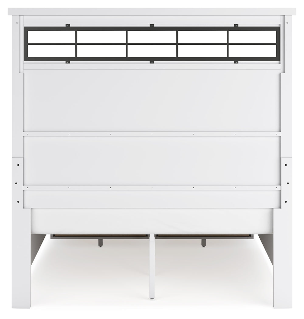 Ashbryn Queen Panel Storage Bed with Mirrored Dresser, Chest and 2 Nightstands in White/Natural from Ashley - Luna Furniture
