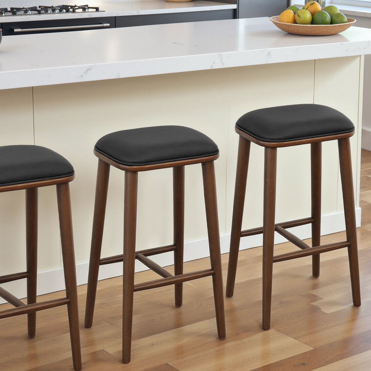 Jason Black Vegan Leather Bar Stool from Ashcroft Furniture - Luna Furniture