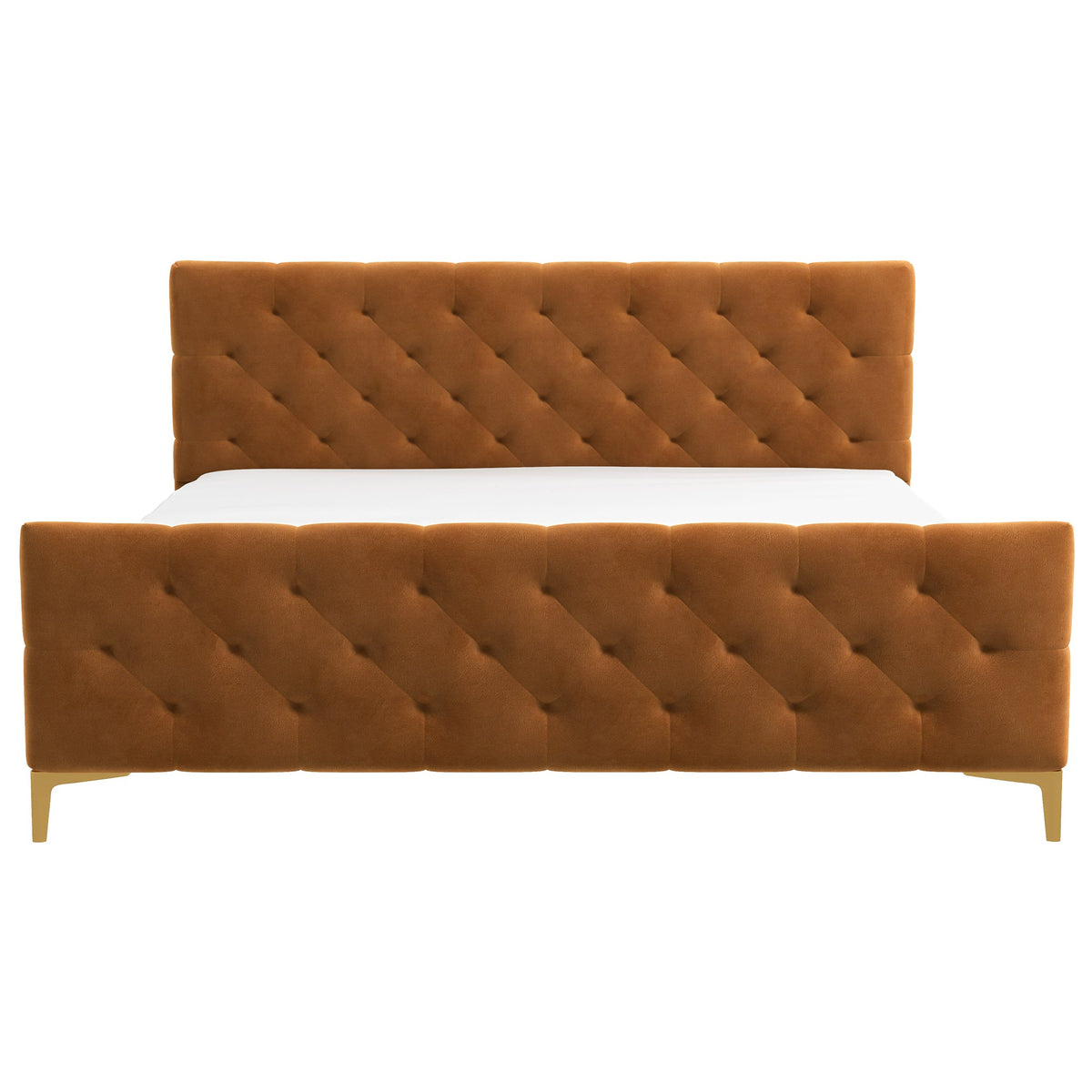 Bailey Velvet Upholstered Platform Bed King / Cognac from Ashcroft Furniture - Luna Furniture