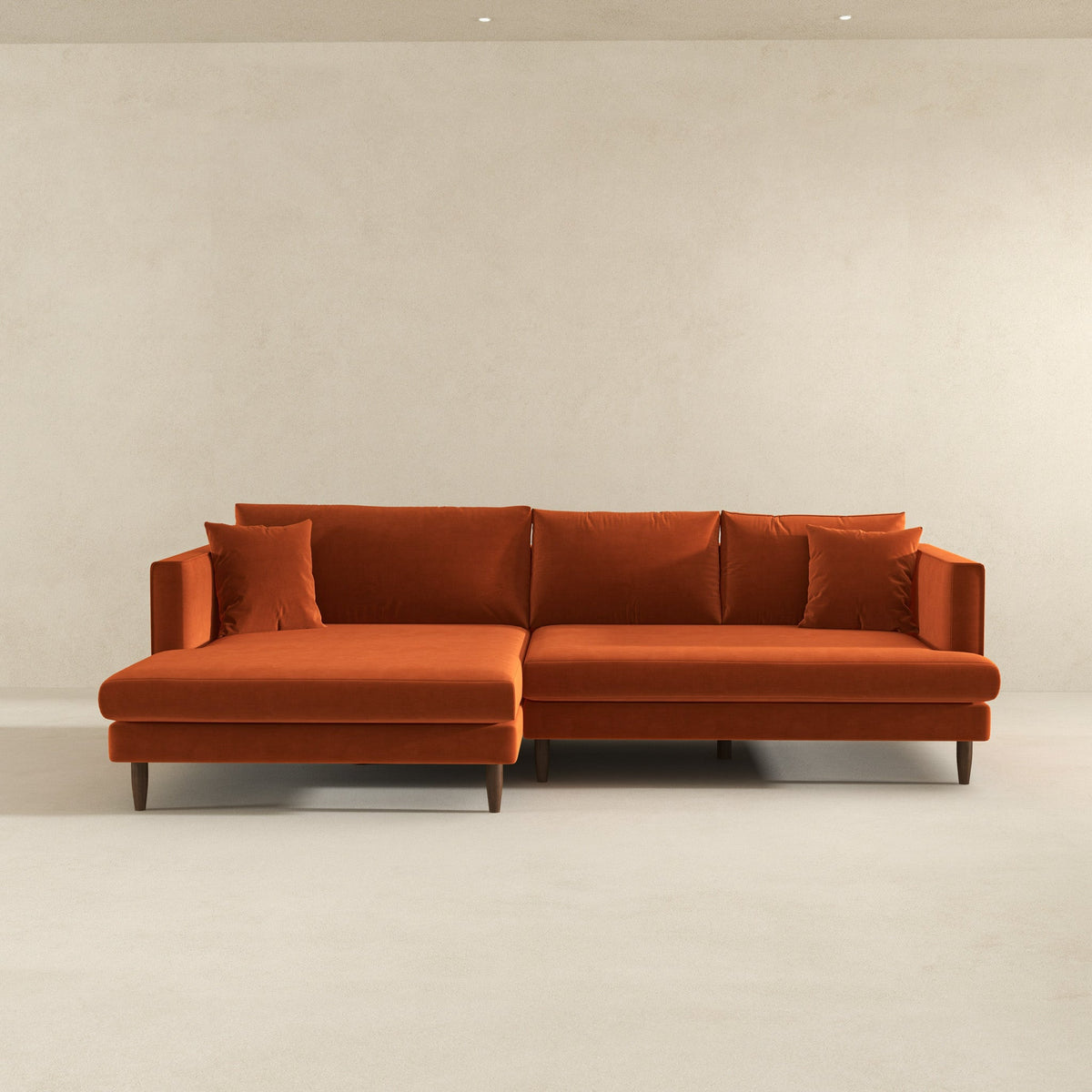 Blake L-Shaped Burnt Orange Velvet Left-Facing Sectional Sofa from Ashcroft Furniture - Luna Furniture