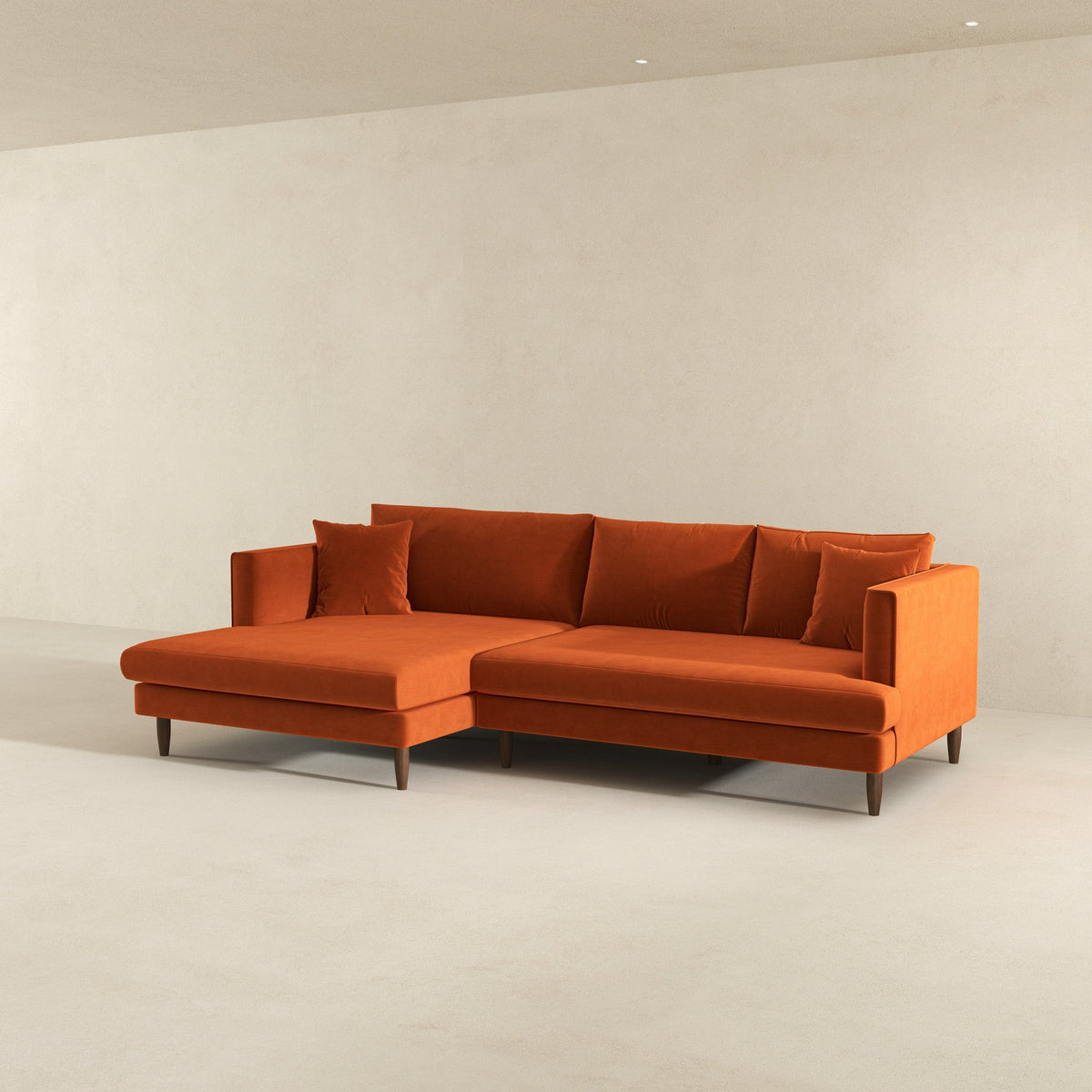 Blake L-Shaped Burnt Orange Velvet Left-Facing Sectional Sofa from Ashcroft Furniture - Luna Furniture