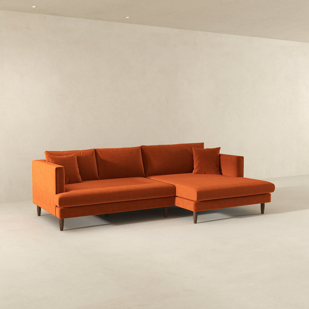 Blake L-Shaped Burnt Orange Velvet Right-Facing Sectional Sofa from Ashcroft Furniture - Luna Furniture