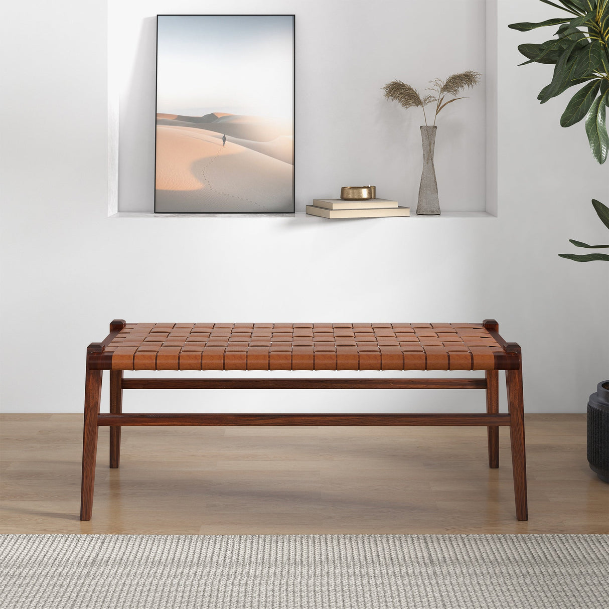 Cody Tan Leather Bench from Midinmod - Luna Furniture