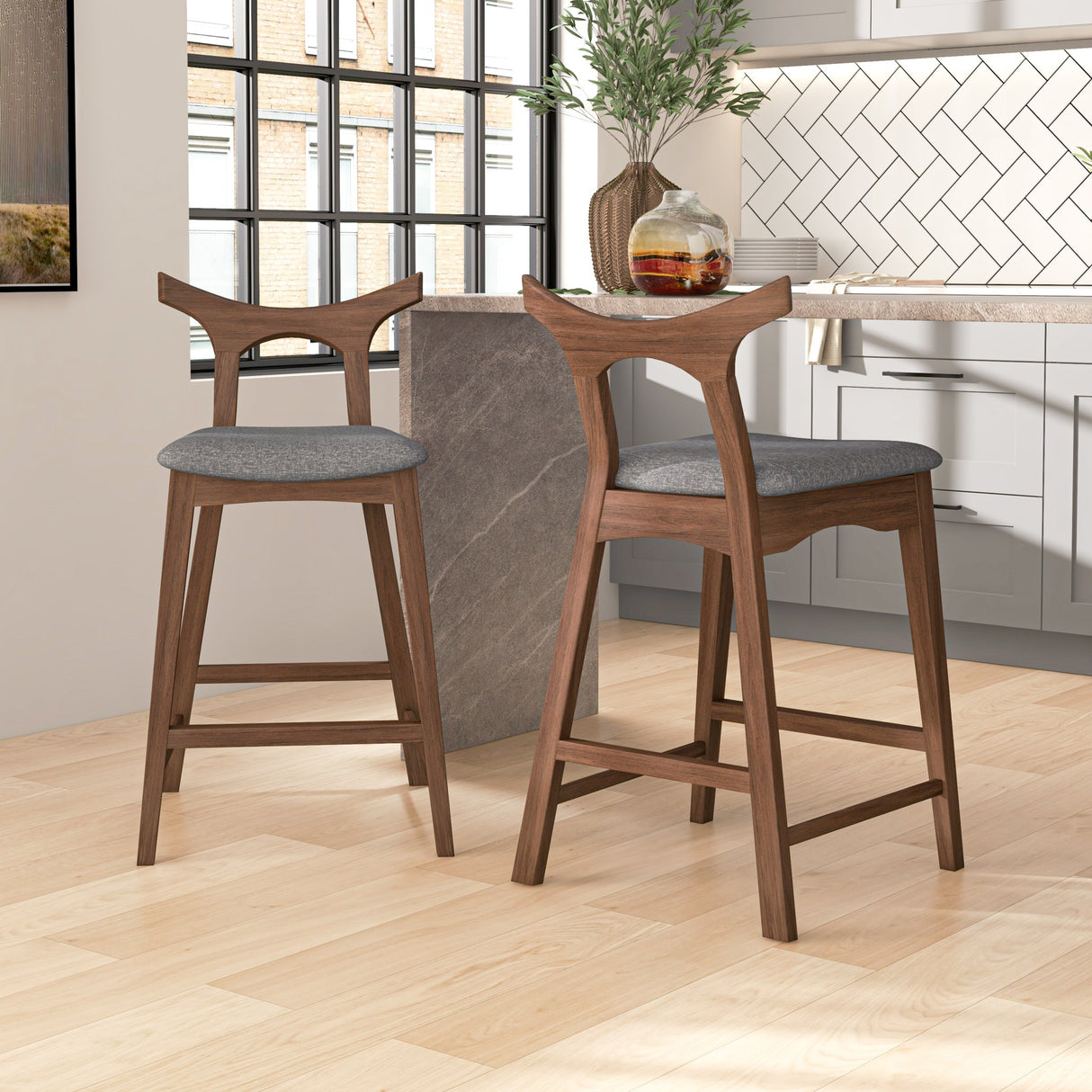 Hester Solid Wood Upholstered Square Counter Chair (Set Of 2) from Ashcroft Furniture - Luna Furniture