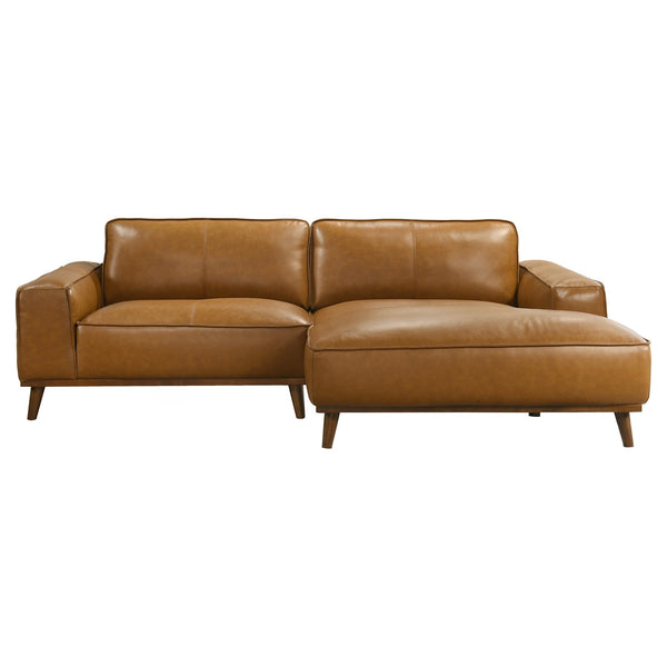 Kerrville Tan Leather Right Sectional Sofa