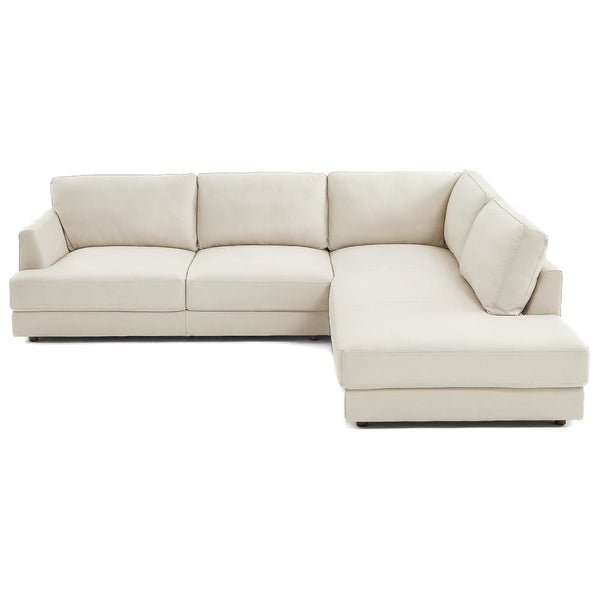 Glander Real Beige Leather Right-Facing Sectional