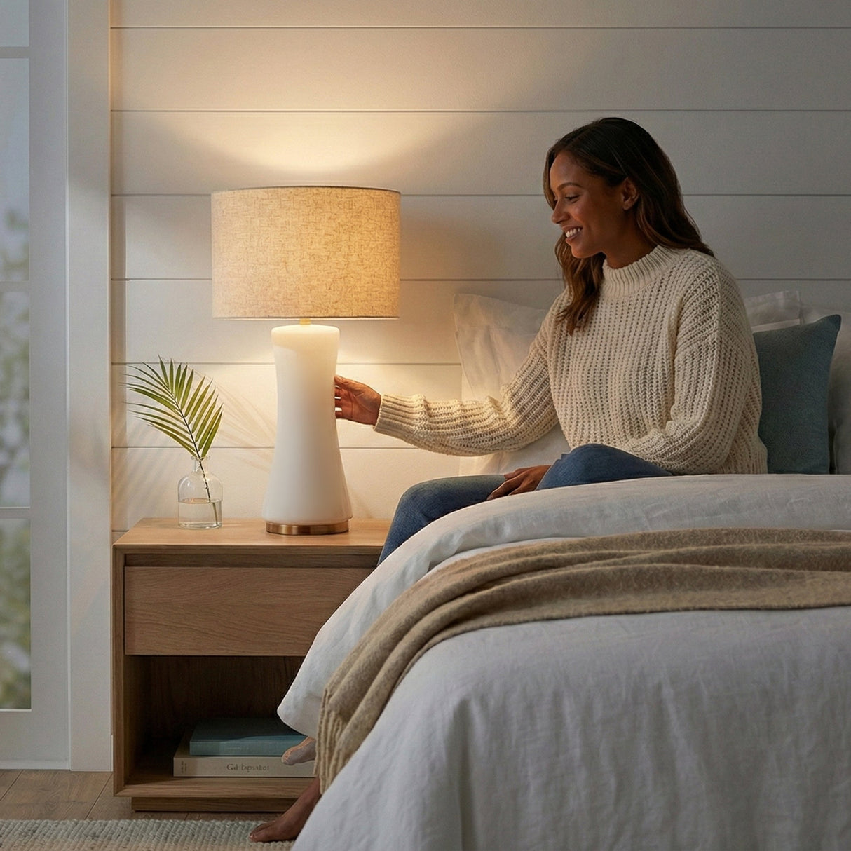 Cascade Glass Lamp Golden Base Off White Glass Table Lamp from Ashcroft Furniture - Luna Furniture