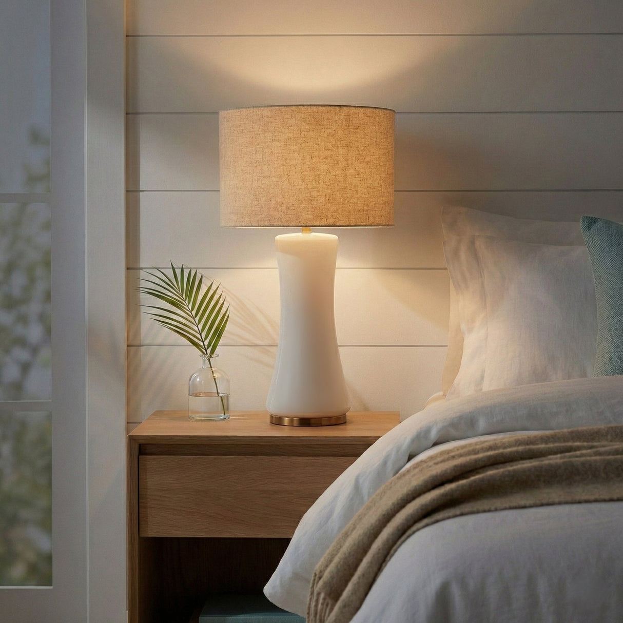 Cascade Glass Lamp Golden Base Off White Glass Table Lamp from Ashcroft Furniture - Luna Furniture