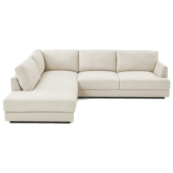 Glander Real Beige Leather Left-Facing Sectional