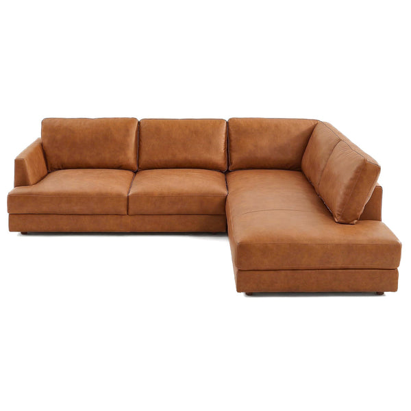 Glander Real Tan Leather Right-Facing Sectional