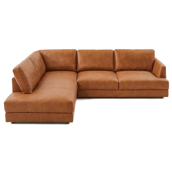 Glander Real Tan Leather Left-Facing Sectional