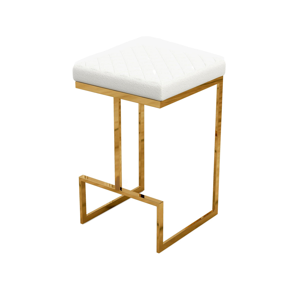 Joel Mid Century Modern Luxury Upholstered Stool 25.5" / Beige Boucle from Ashcroft Furniture - Luna Furniture