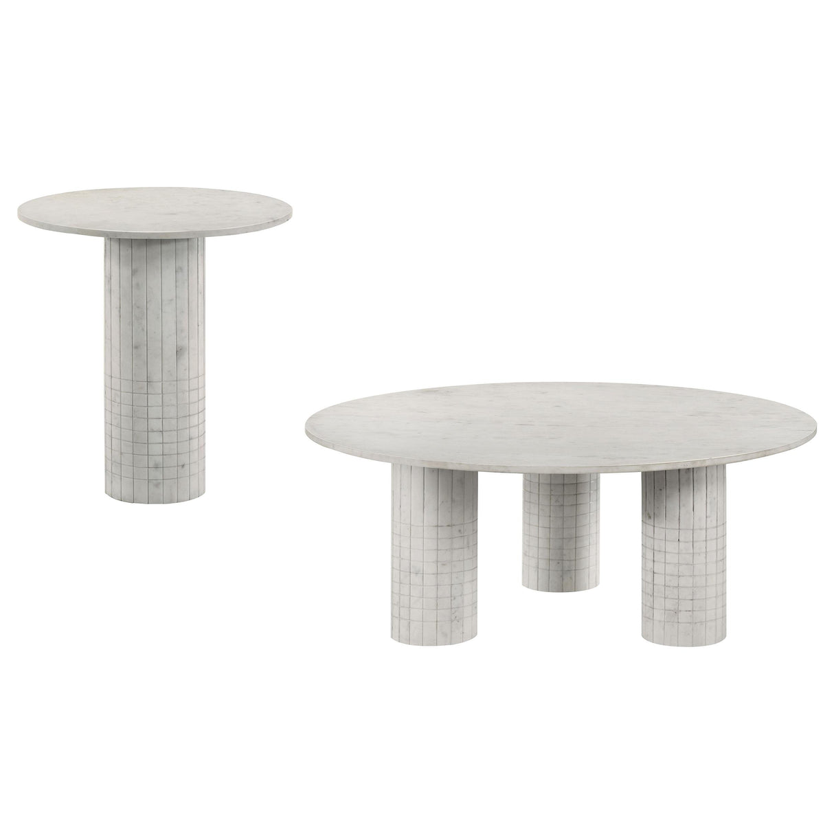 Astoria White 2-Piece Marble Coffee and End Table Set from Coaster - Luna Furniture