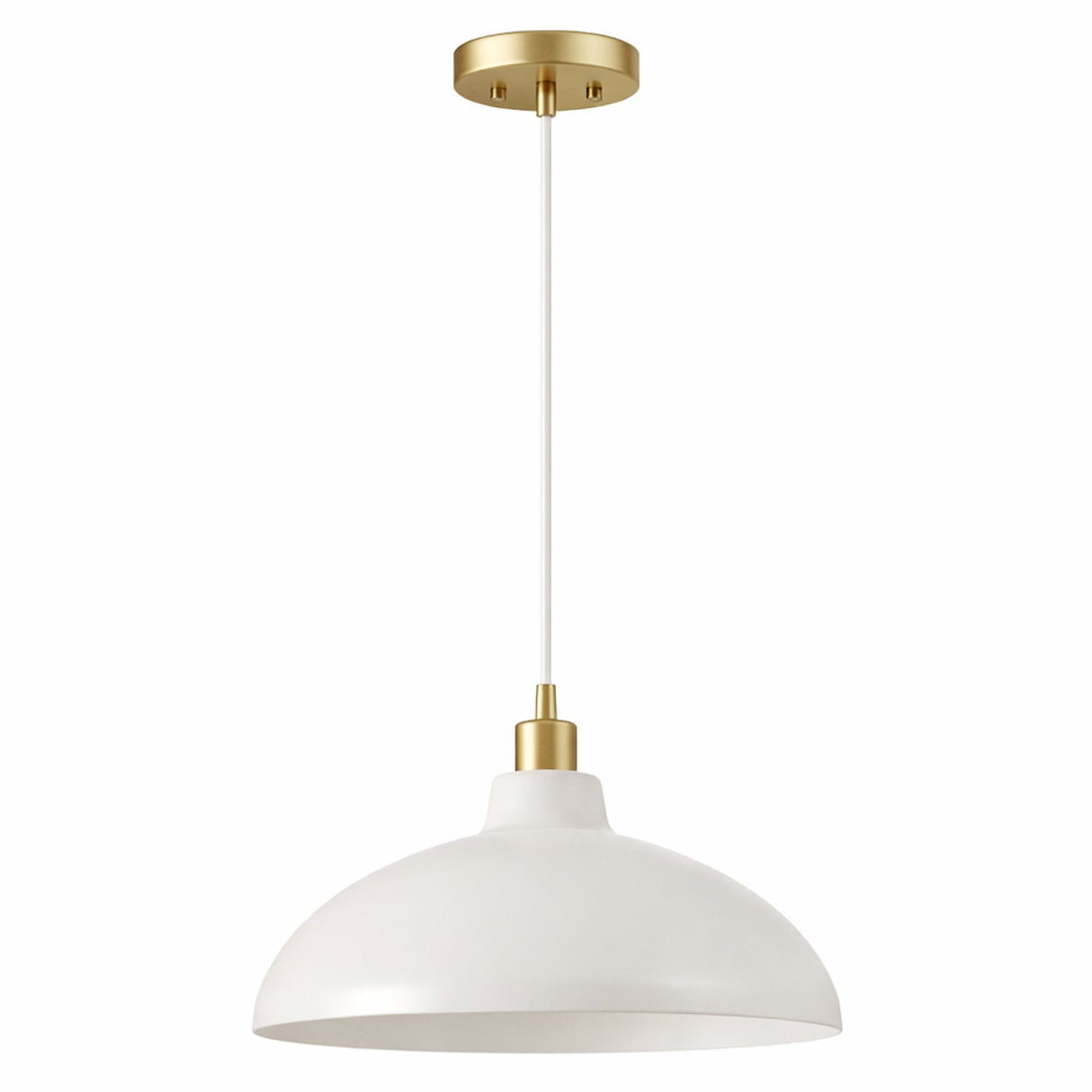 Astral Single Light White Pendant Lamp with Golder Brass Finish for Entrance Kitchen Island 14"D × 8"H from Ashcroft Furniture - Luna Furniture