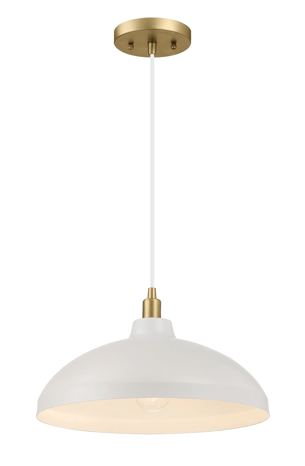Astral Single Light White Pendant Lamp with Golder Brass Finish for Entrance Kitchen Island 14"D × 8"H from Midinmod - Luna Furniture