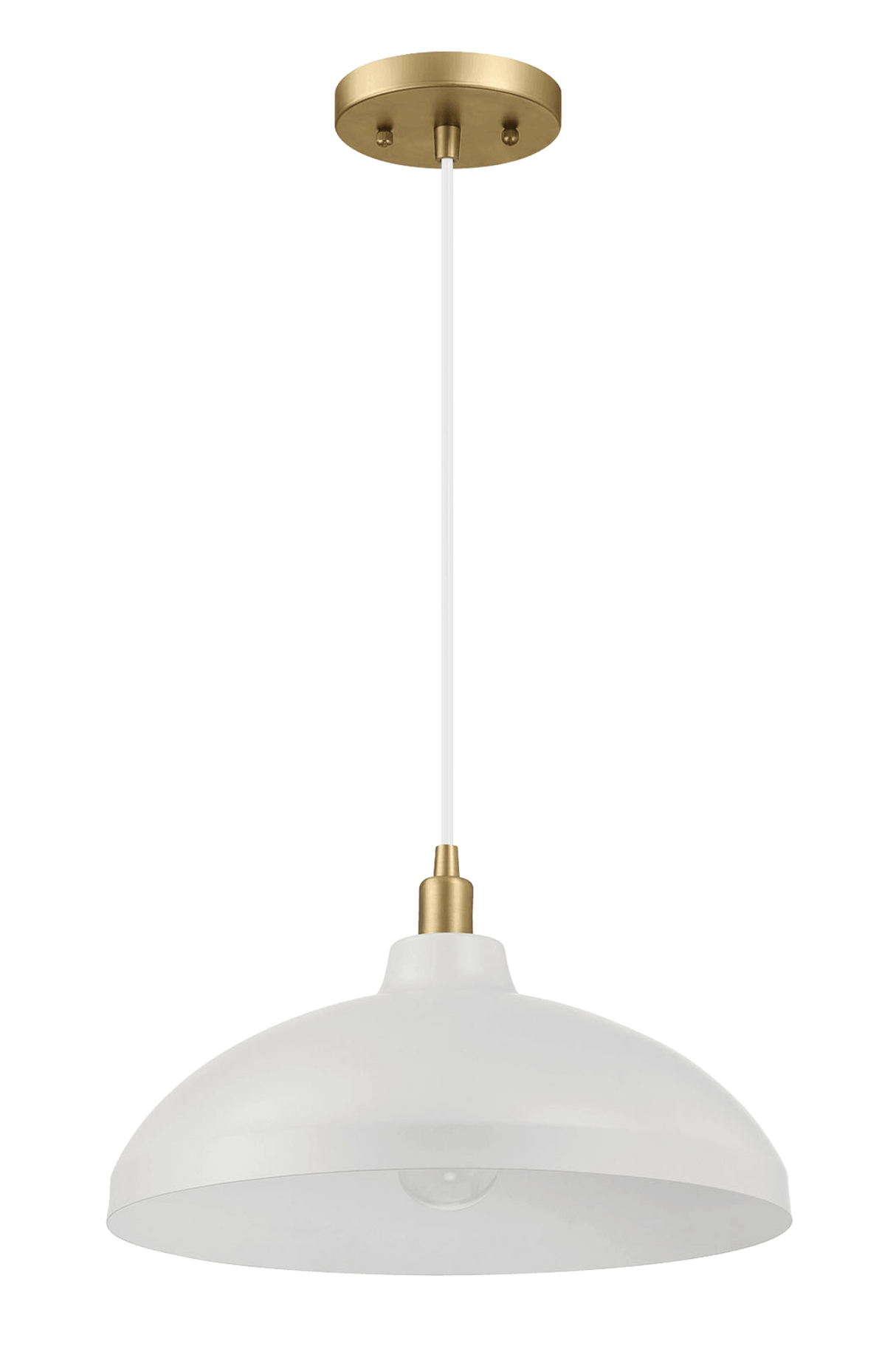 Astral Single Light White Pendant Lamp with Golder Brass Finish for Entrance Kitchen Island 14"D × 8"H from Midinmod - Luna Furniture