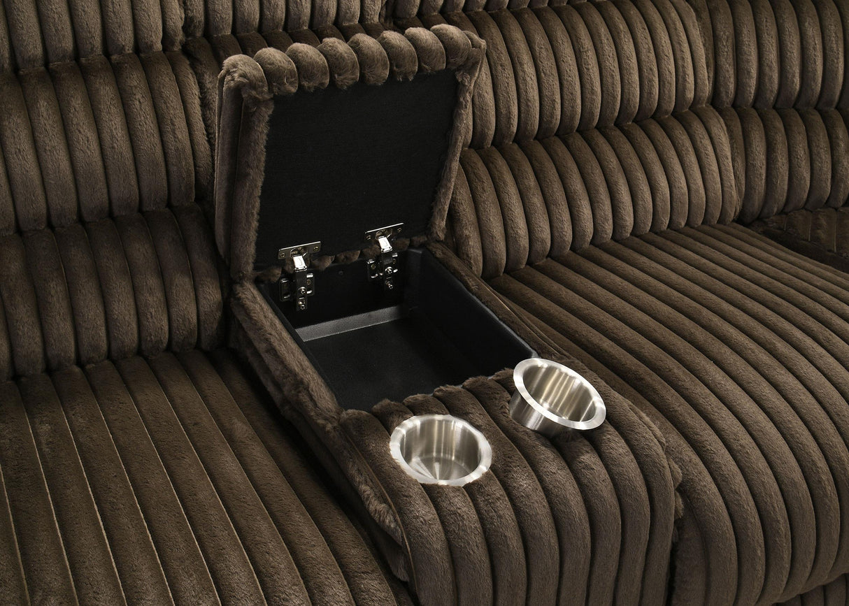 Atkinson Chocolate Upholstered Reclining Sectional Sofa from Coaster - Luna Furniture