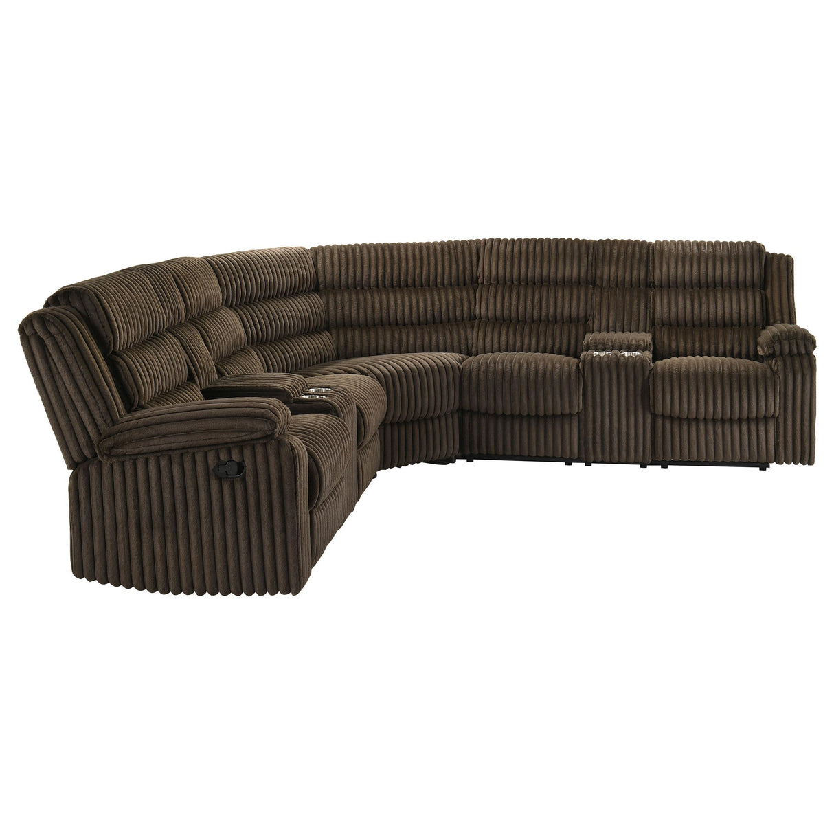 Atkinson Chocolate Upholstered Reclining Sectional Sofa from Coaster - Luna Furniture