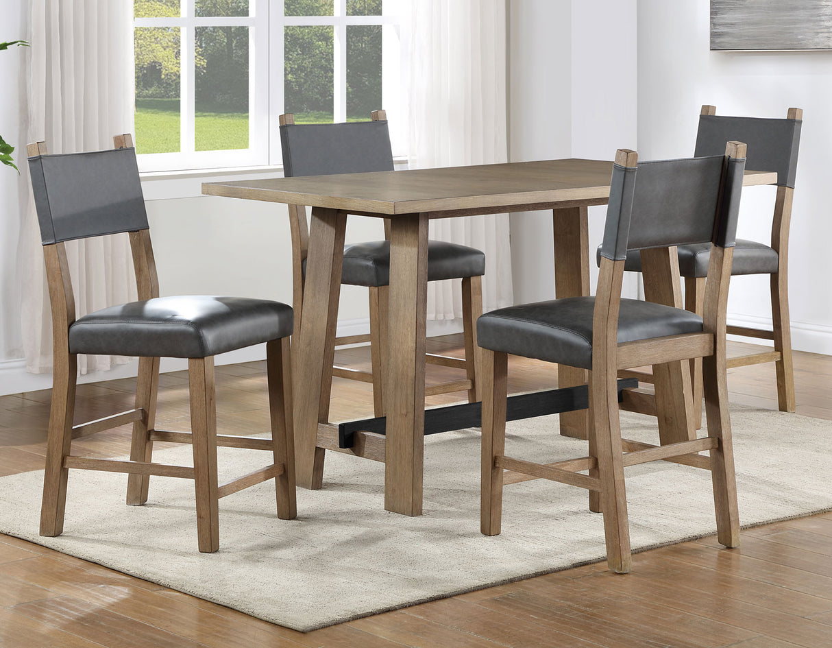 Aubrey 5-Piece 59.5″ Driftwood Finish Counter Dining Set from Steve Silver - Luna Furniture