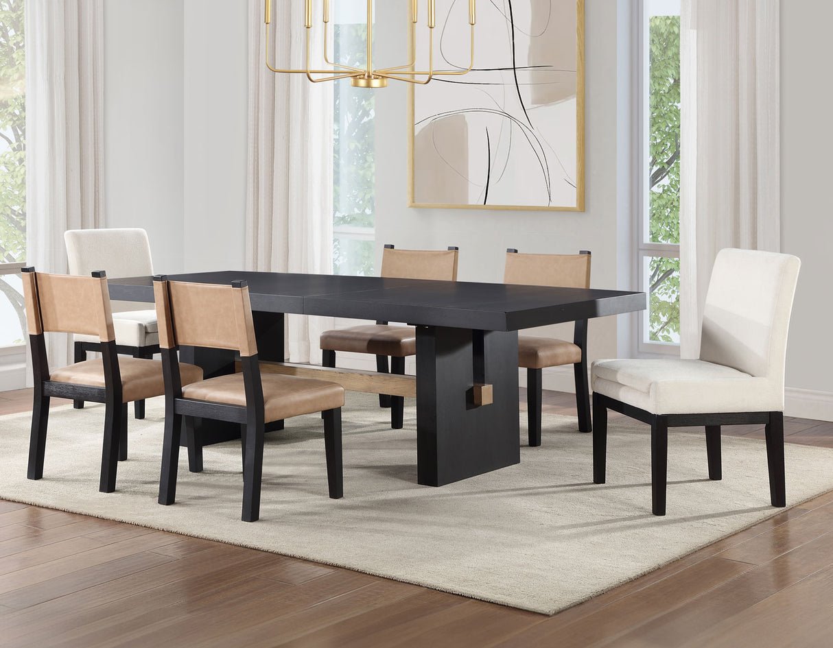 Aubrey Black 7-Piece 78-96″ Dining Set from Steve Silver - Luna Furniture