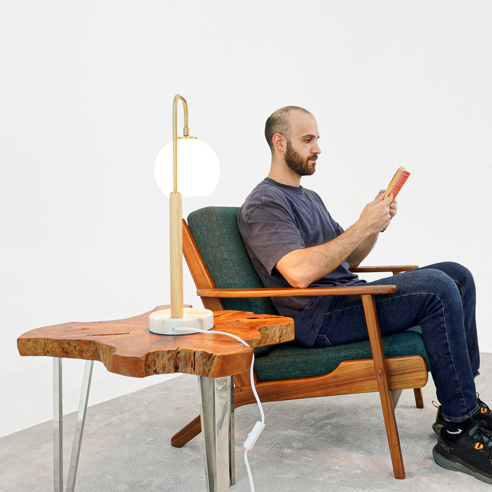 Auris White Globe Lampshade Table Lamp with Marble Base from Ashcroft Furniture - Luna Furniture