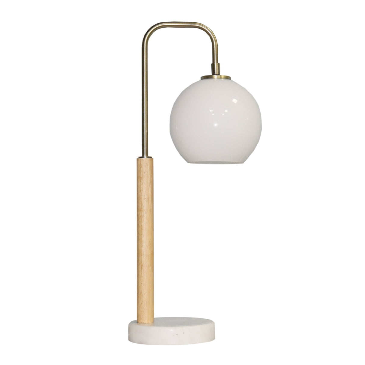 Auris White Globe Lampshade Table Lamp with Marble Base from Ashcroft Furniture - Luna Furniture