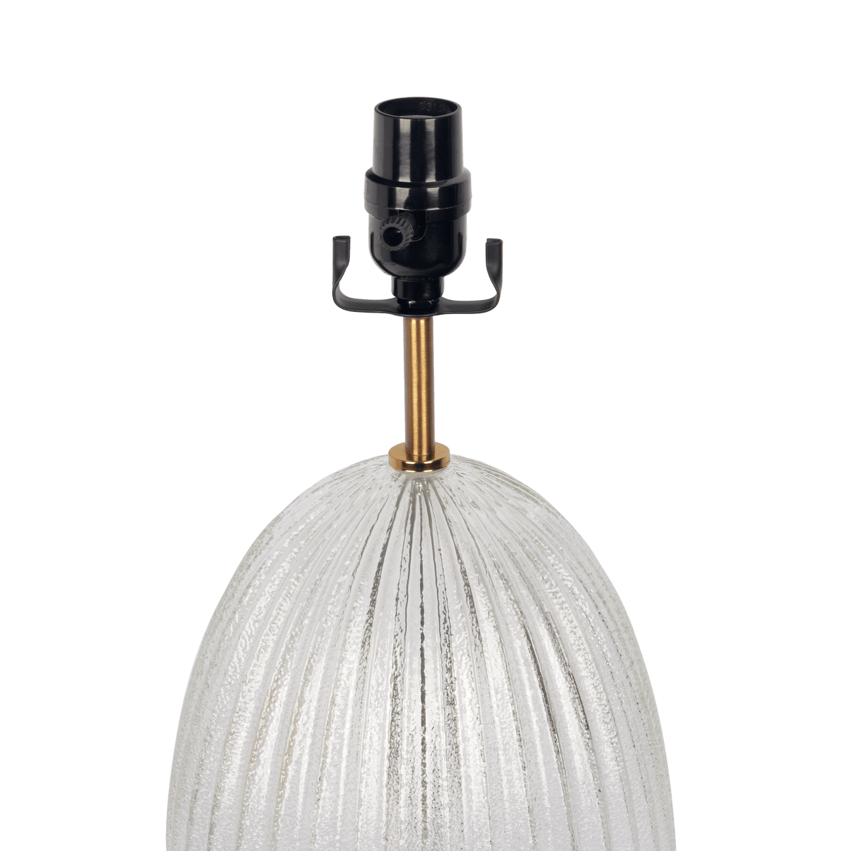 Aurora Ribbed Glass Lamp Base Clear Table Lamp Large Linen Shade from Midinmod - Luna Furniture