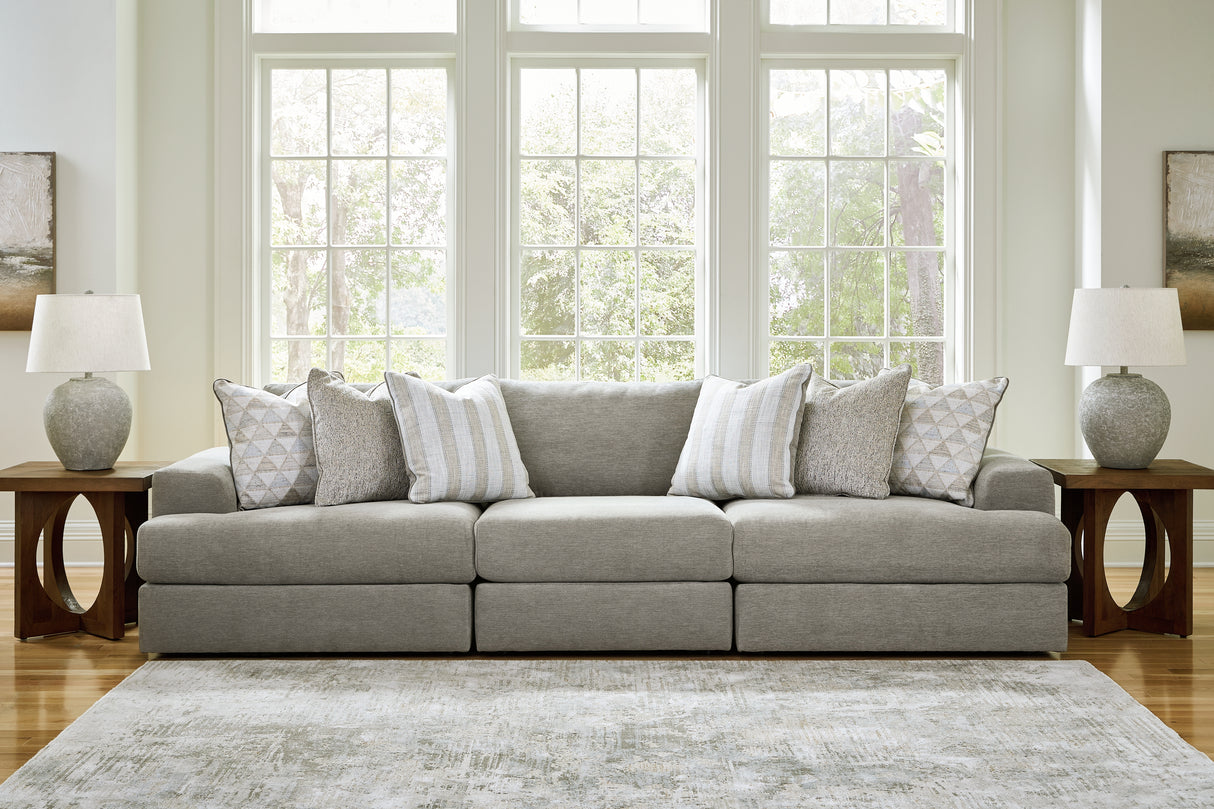 Avaliyah Ash 3-Piece Sectional with Ottoman from Ashley - Luna Furniture