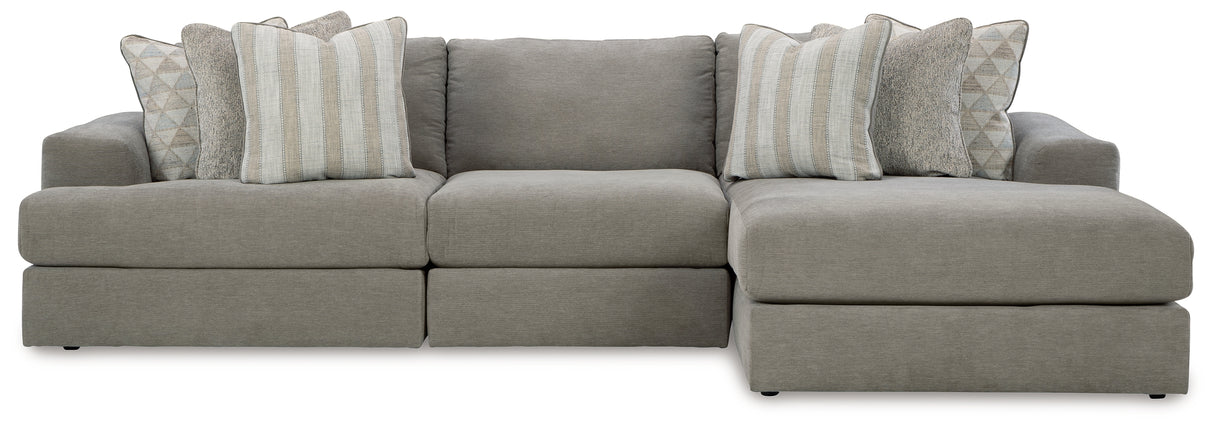 Avaliyah Ash 3-Piece Sectional with Ottoman from Ashley - Luna Furniture