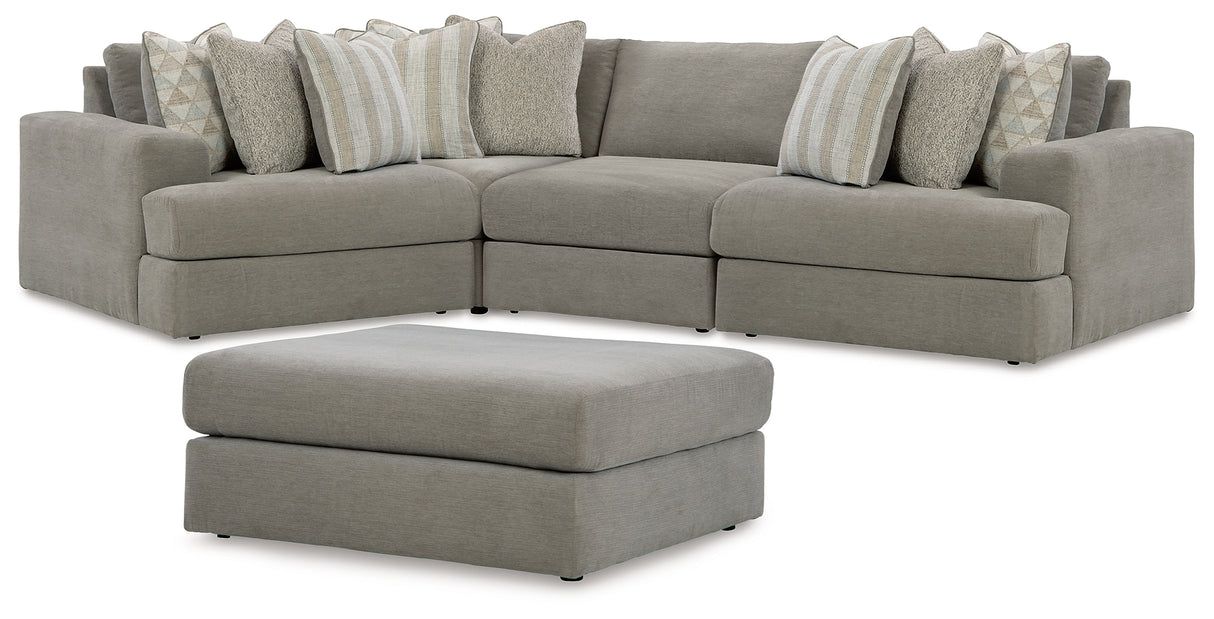 Avaliyah Ash 4-Piece Sectional with Ottoman from Ashley - Luna Furniture