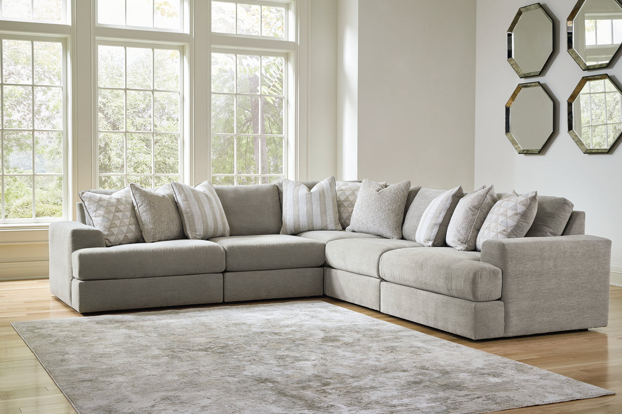 Avaliyah Ash 5-Piece Sectional with Ottoman from Ashley - Luna Furniture