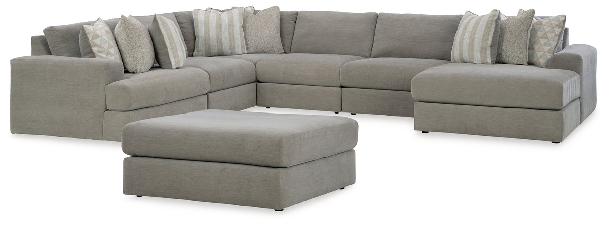 Avaliyah Ash 6-Piece Sectional with Ottoman from Ashley - Luna Furniture