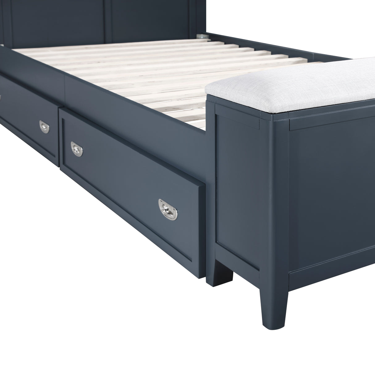 Sloane Navy Blue Full Bookcase Bed with Hidden Desk, Stool and Storage Bench from Homelegance - Luna Furniture