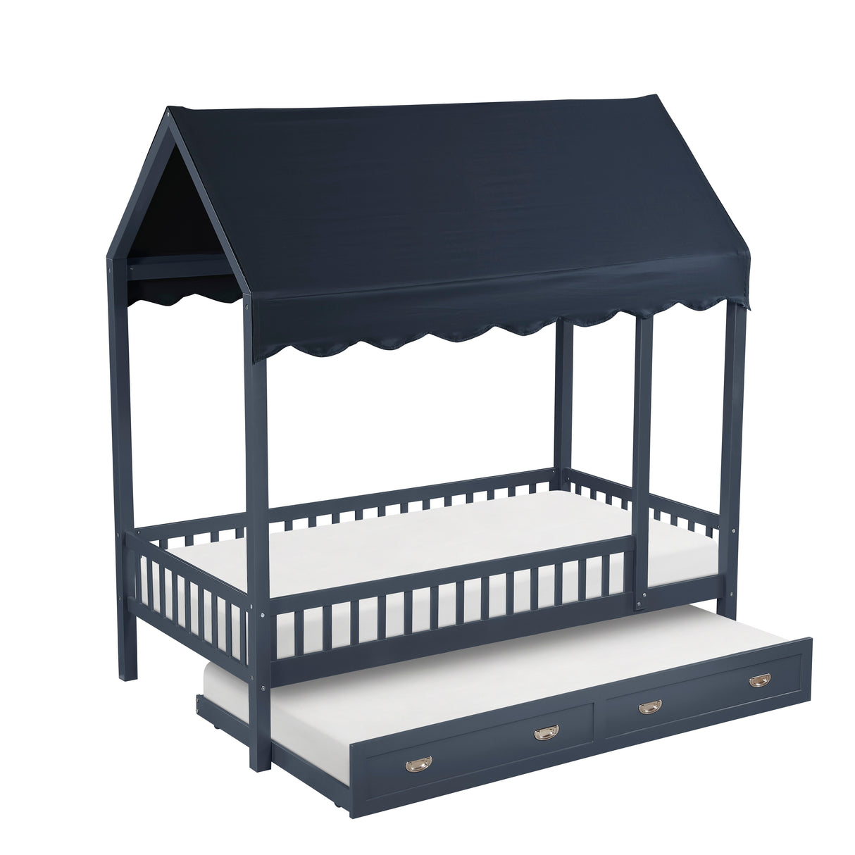 Sloane Navy Blue Twin Canopy Platform Bed from Homelegance - Luna Furniture