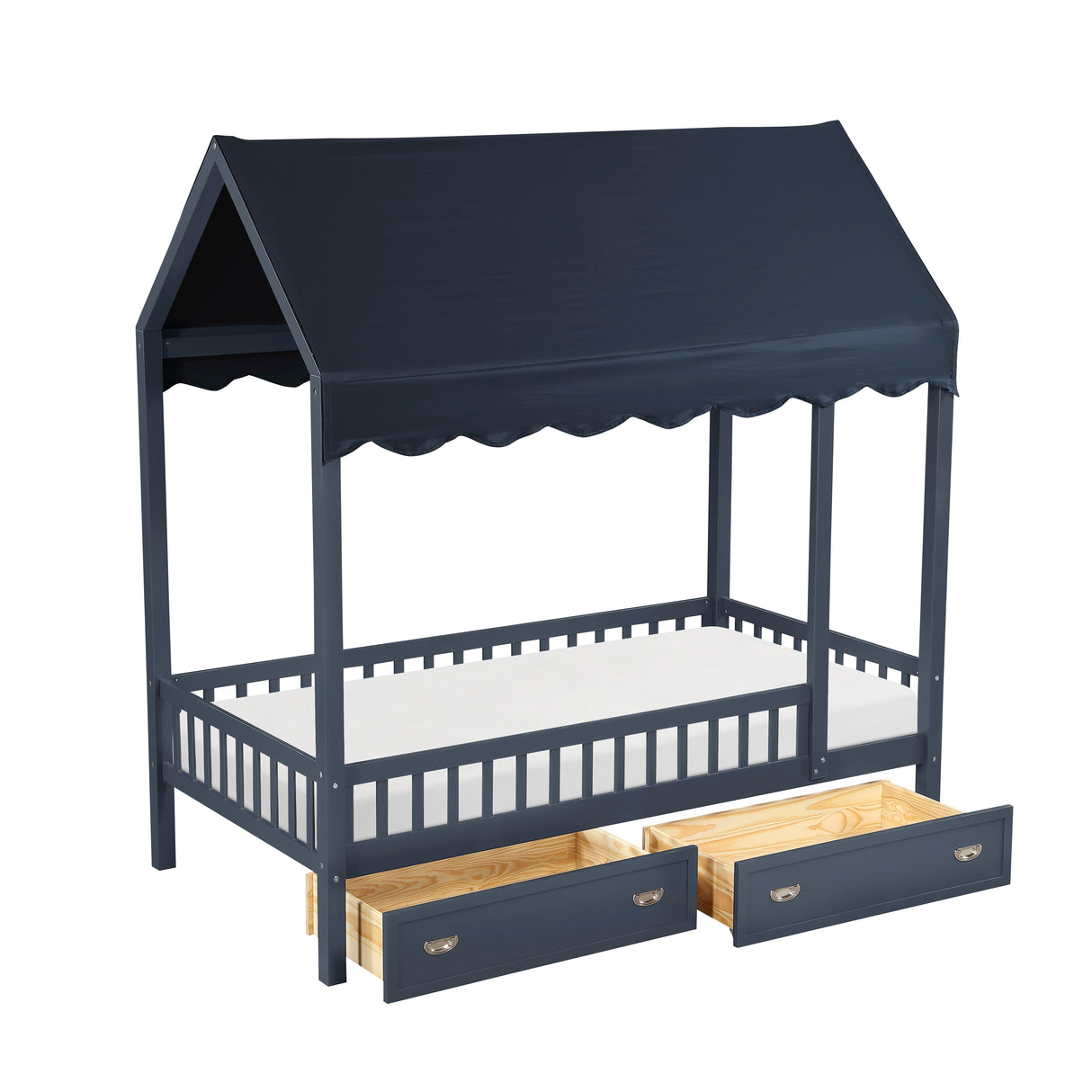 Sloane Navy Blue Twin Canopy Platform Bed from Homelegance - Luna Furniture